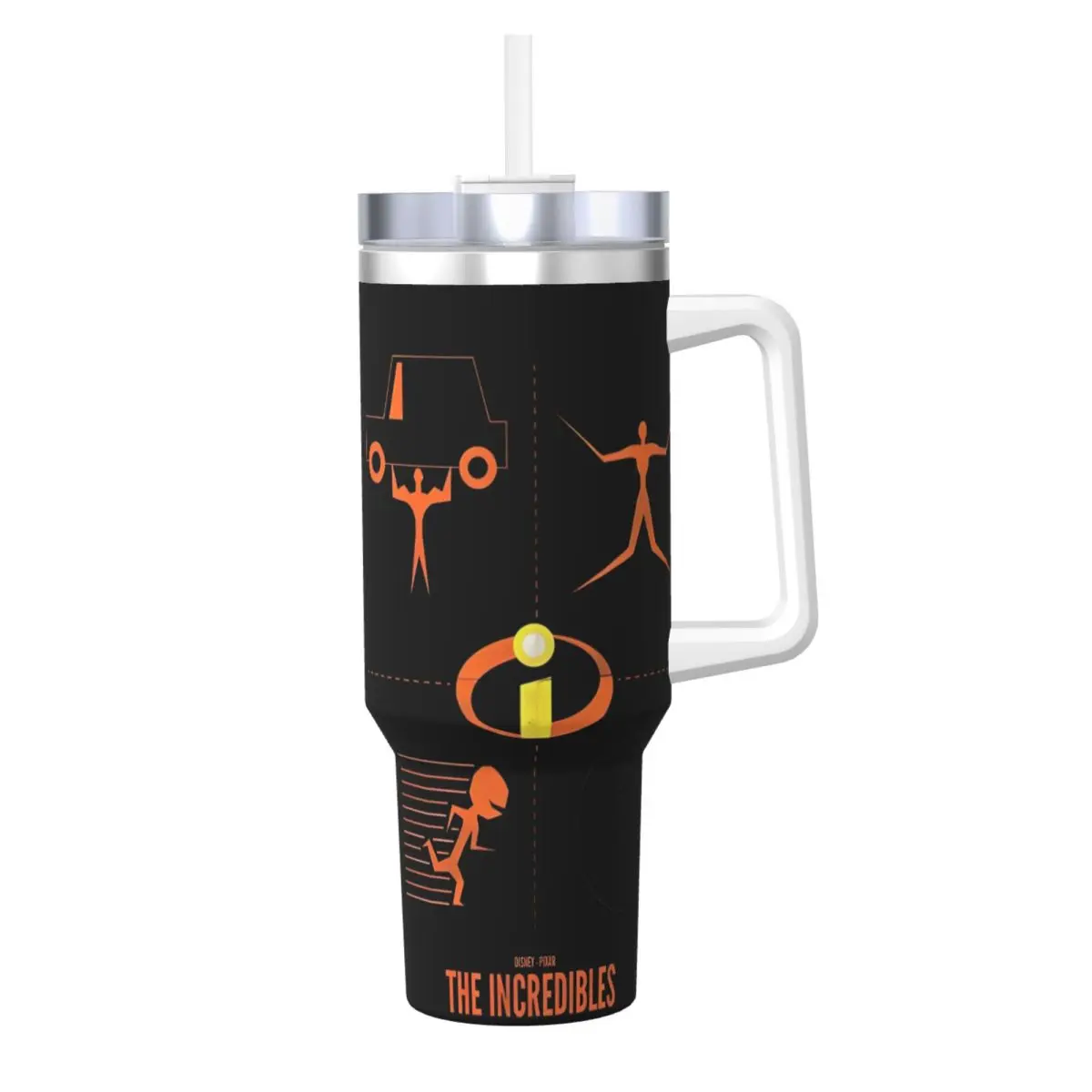 The Incredibles Stainless Steel Tumbler Driving Thermal Mug With Straws and Lid Large Capacity Car Mugs Hot Drinks Water Bottle