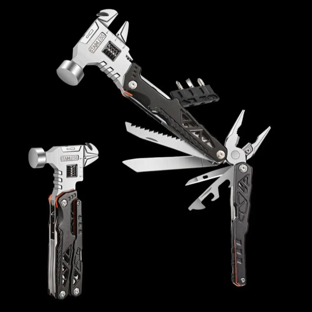 

Portable Hammer 14 in 1 Multitool Integrated Pliers Adjustable Wrench Fold Device Multifunctional Tool Camping