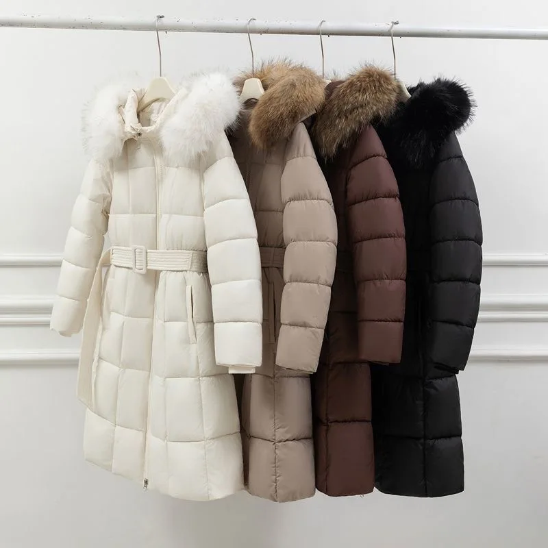 

Женская зимняя куртка-пуховик из хлопка с капюшоном, утепленная, с регулировкой талии, на молнии, с длинными рукавами, средней длины