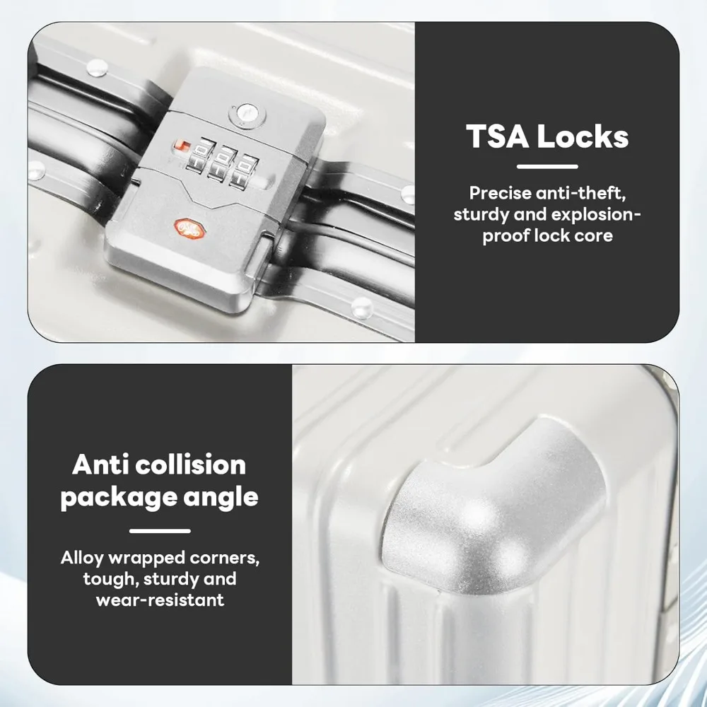 Maleta de mano ligera aprobada por TSA rígida de 20 pulgadas con puerto USB y portavasos para comodidad en viajes