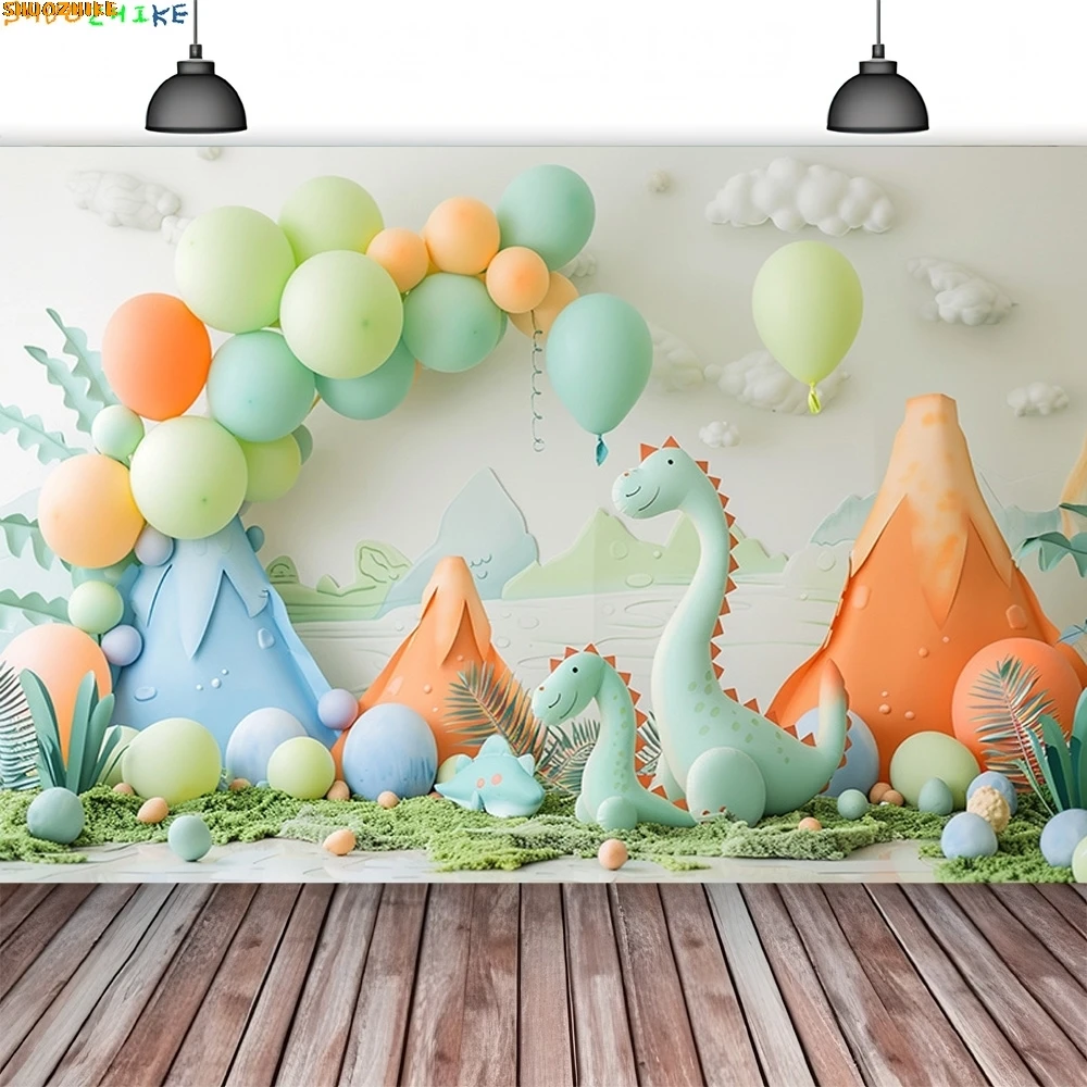 

Dinosaur Theme Birthday Party Decorated Photography Backdrops Props Dream Balloons Arch Newborn Easter Day Background KL-02