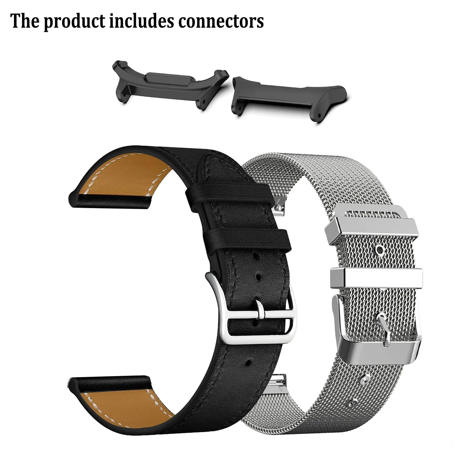 2pcs Stylish Bands for Samsung Galaxy Watch Ultra 47mm One Leather Strap and One Metal Strap
