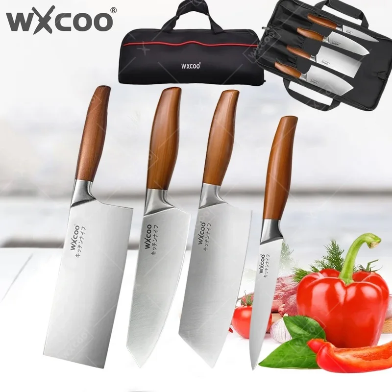 Faca Profissional WXCOO: Faca de Chef Japonesa em Aço Inoxidável para Desossar Peixe, Cortar Frutas e Churrasco, com Bolsa de Cozinha
