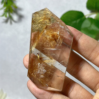 Golden Rutilated Natural Stones And Crystal Quartz Hair Palm Blue Feldspar Free Body Mineral Samples Specimen Home Decoration