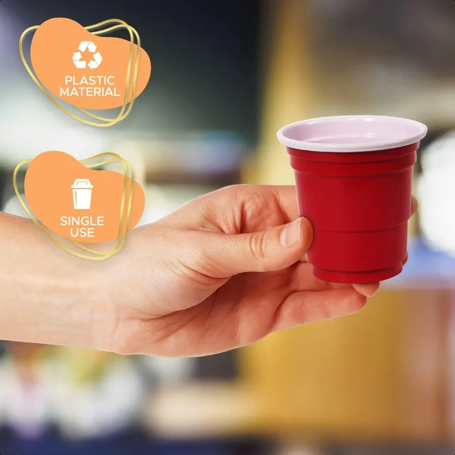 نظارات لقطة للاستعمال مرة واحدة [عبوة من 36 قطعة] أكواب بلاستيكية حمراء 2 أونصة، نظارات جيلو شوت للحفلات لأعياد الميلاد والتخرج والبكالوريوس