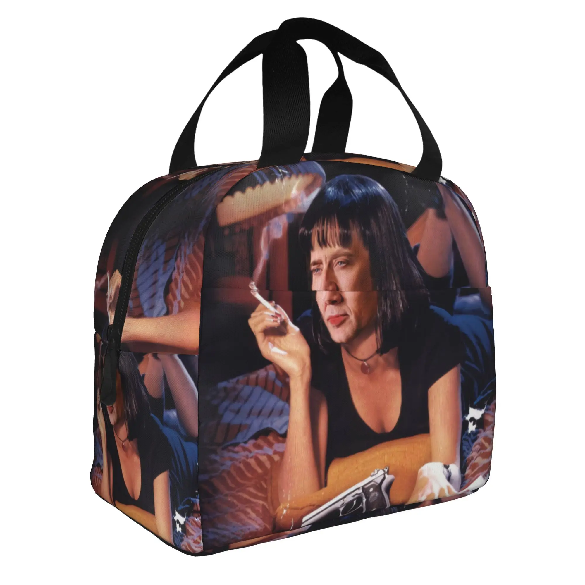 Nicolas Cage Pulp Fiction Meme Insulated Lunch Bags for Women  Portable Cooler Thermal Food Lunch Box Work School Travel
