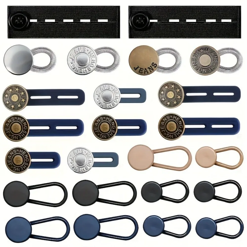 

12/16/24/26 pcs Button Style Button Extenders Metal Strong Elasticity Waistband Expander Easy Install No Sew Extensions