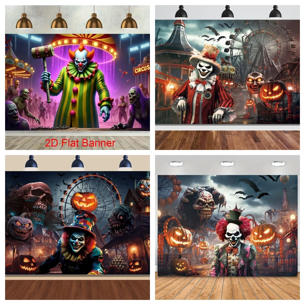 Happy Halloween Party Horror Clown Pattern Party Background Wall Tapestry Halloween Living Room Perfect Party Decoration