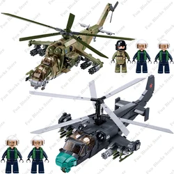 New Military Russia Plane WW2 MI-24 Kamov Ka-52 Helicopter Building Blocks World War 2 Army Gunship Figure Bricks Model Kit Toys