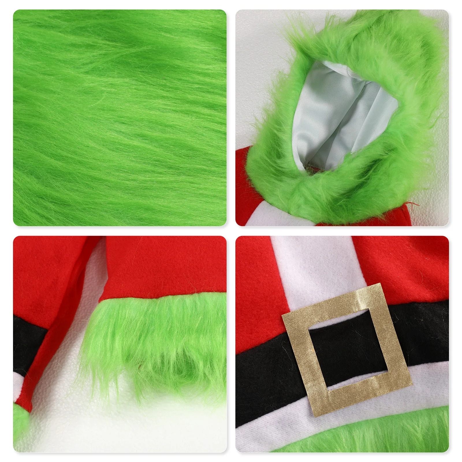 Boys Girls Christmas Costume Green Furry Jumpsuit Halloween Cosplay Party Xmas Role Play Family Photo Outfit