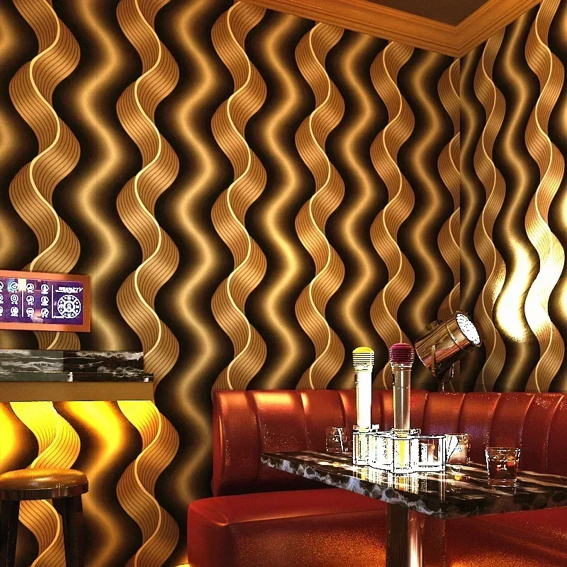 KTV Wallpaper Reflective Wallpaper Popular Special Vertical Stripes Wave Ballroom KTV Theme Room Wallpaper 3D Backdrop Wall