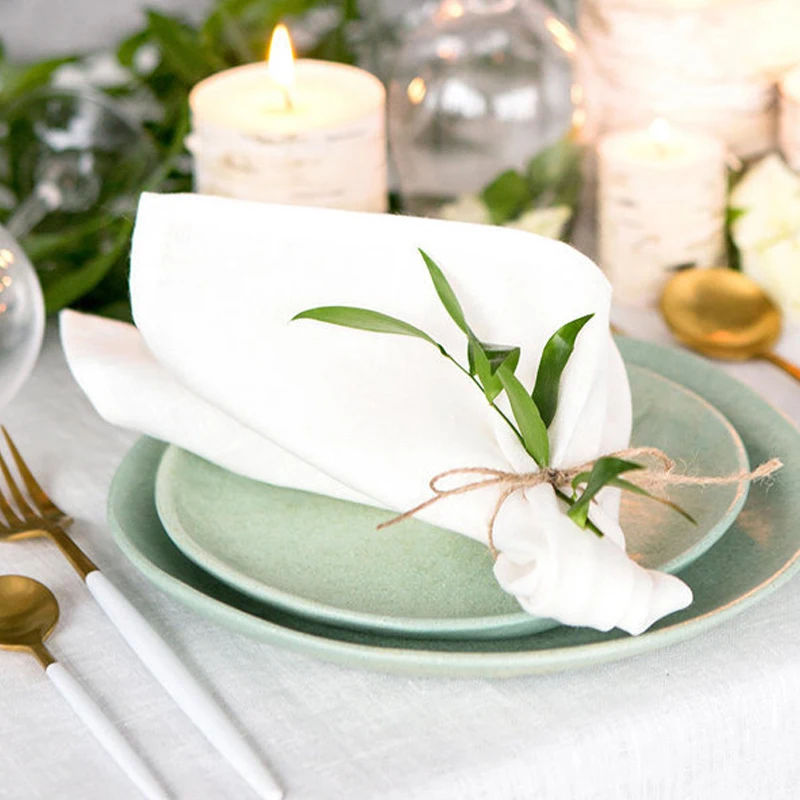 12 Pieces Square Cotton Linen Napkins Solid Color Napkin Dinning Table Decoration For Wedding Party Home Restaurant Supplies