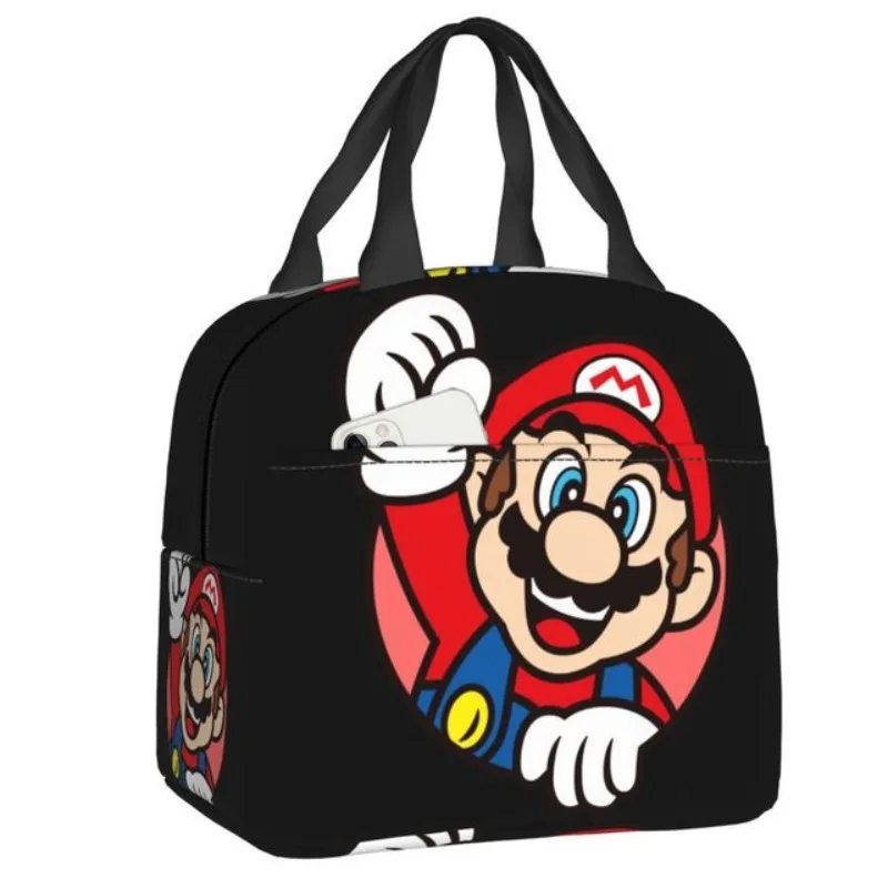 Super Mario Bros Insulated Lunch Bag Anime Portable Handheld Bento Thermal Bag Children School Picnic Food Storage Box Gifts