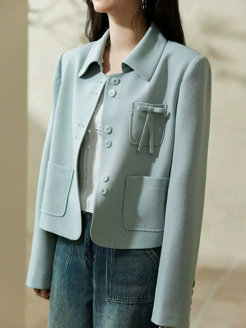 

Новый осенний синий пиджак 2025 Design Sense Niche Casual Top