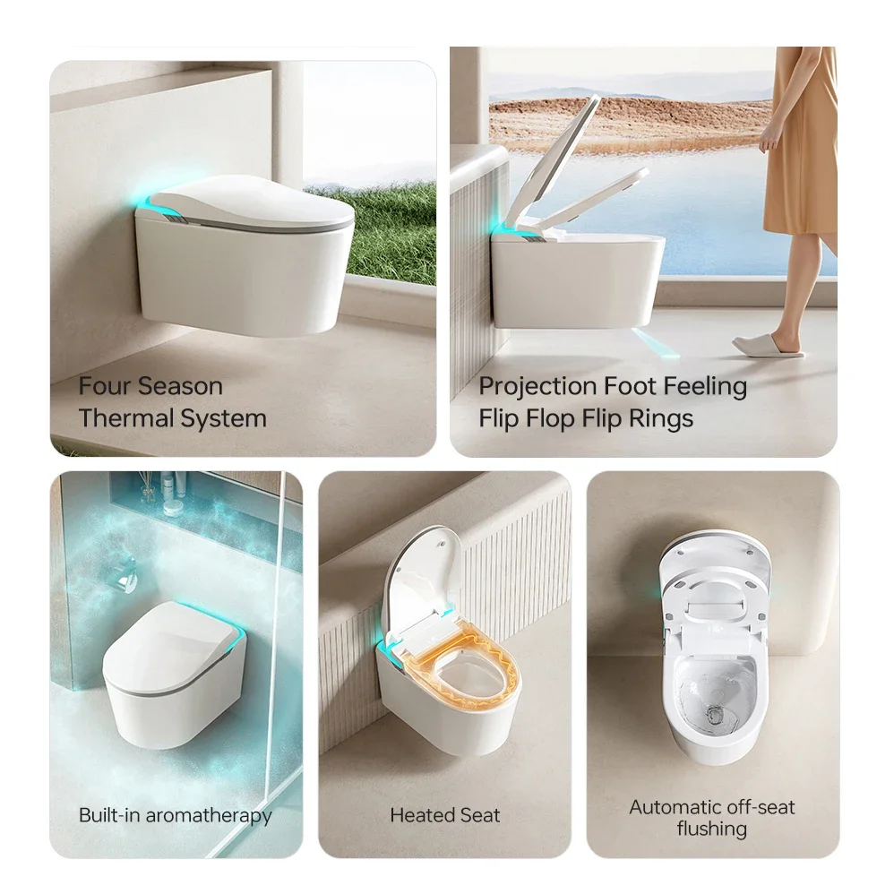 Hidde Water Tank Intelligent Sanitary Ware Wall Mounted Water Closet Bathroom Ceramic Smart Wall Hung Toilet Bowl image 2