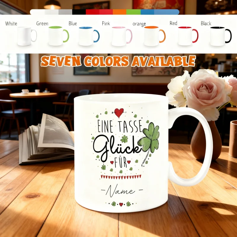Custom German Clover Luck Design Mug - Versatile 1PC Coffee, Tea, and Beverage Cup Perfect for Ramadan, Birthdays, Christmas, Ha