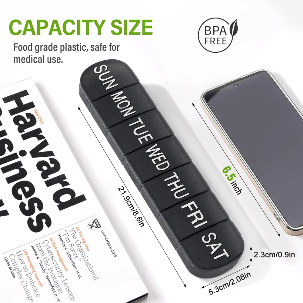 1PCS Pill Organizer, Weekly Medicine Pills Organizer Pill Box Travel, 7 Day Pill Case for Big Vitamin Supplements Fish Oil