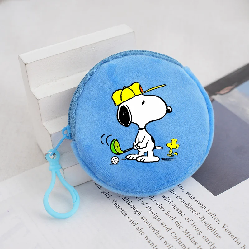 Snoopy Kid Plush Coin Purse Kawaii Round Mini Wallet Peanuts Comic Characters Zipper Purse Boys Girls Money Bags Child Xmas Gift