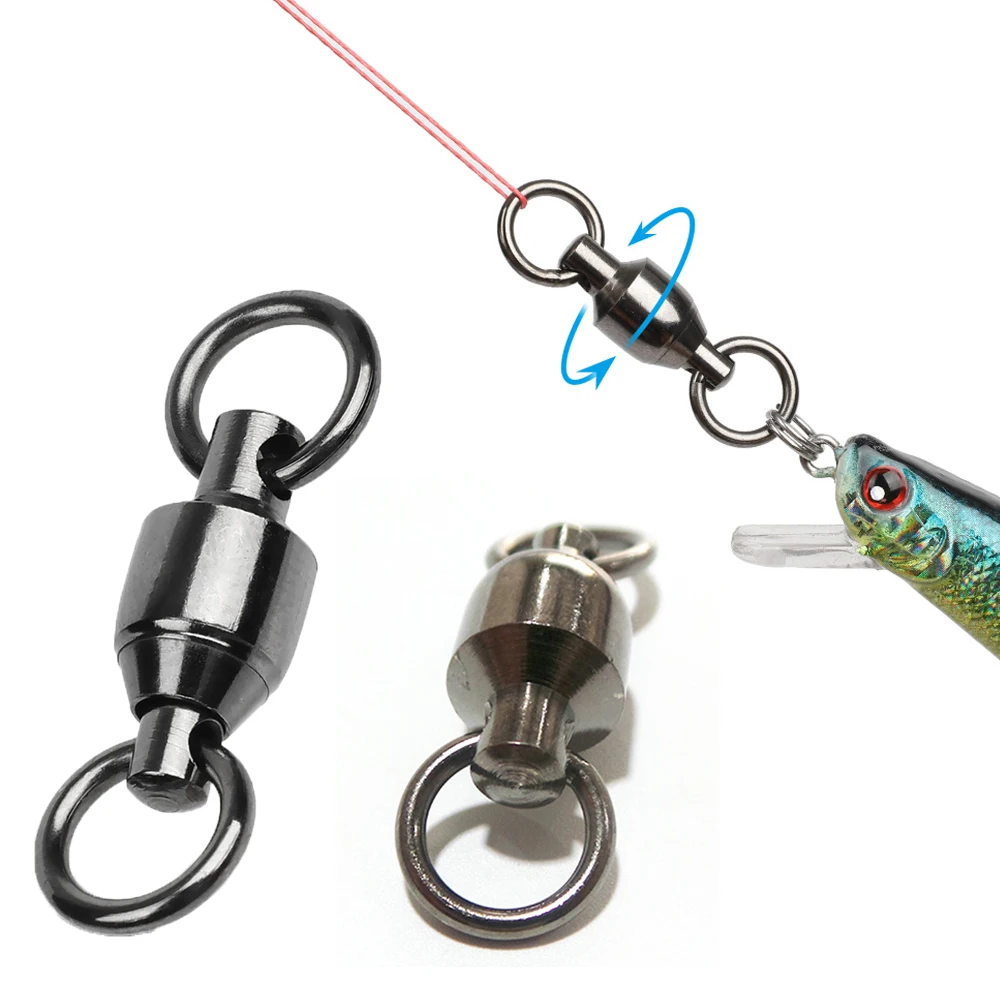 Nickle Super Strong Rolling Swivels With Double Rings Fishing Accessories Ball Bearing Swivel Ring Solid Ring Fishing Connector