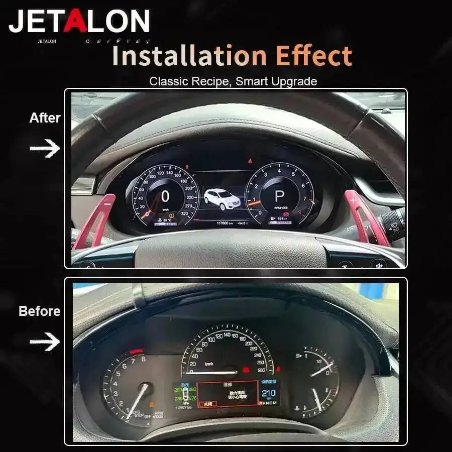 N Digital Instrument Cluster For Cadillac ATS XTS CTS-L 2014–2019 Virtual Cockpit Speedometer 12.3'' HD Display Wireless CarPlay