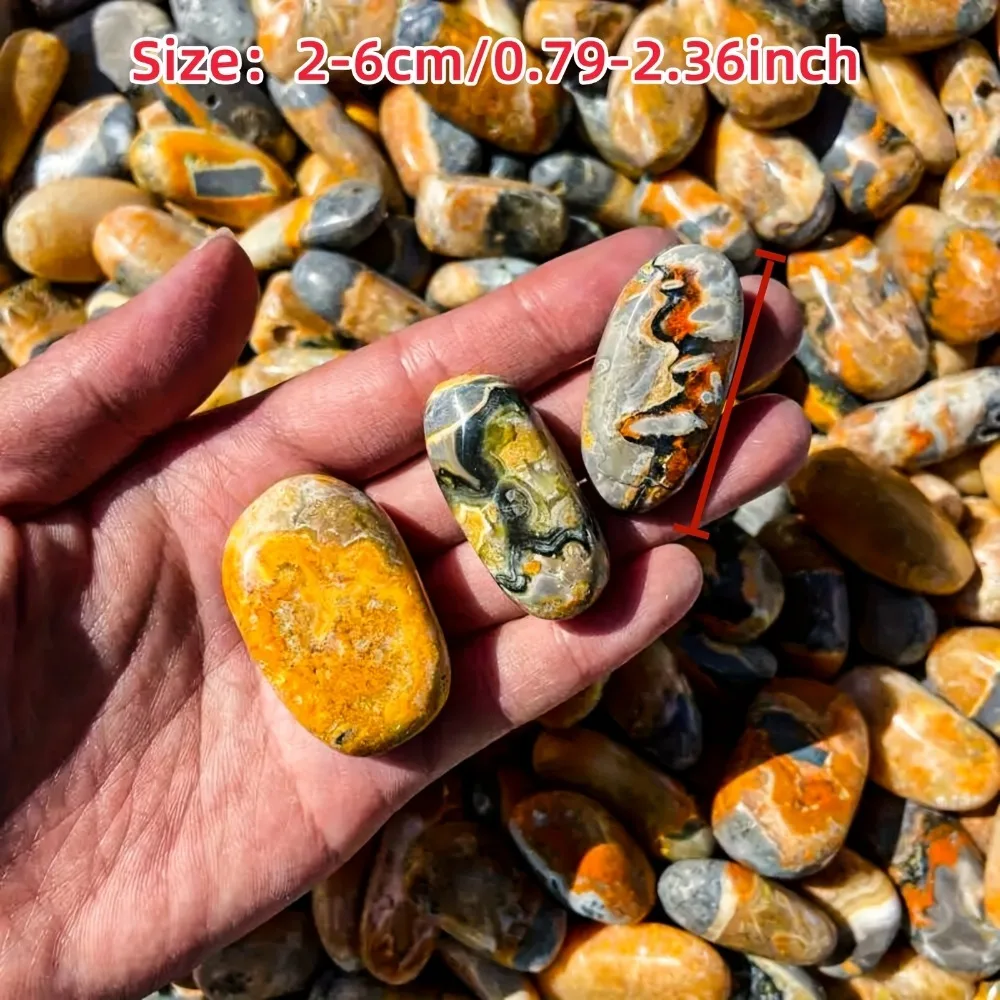 1pc Bumblebee Jasper Palm Pocket Stone - Irregular Elliptical Natural Polished Stone with Bright Yellow Mineral Specimen Healing