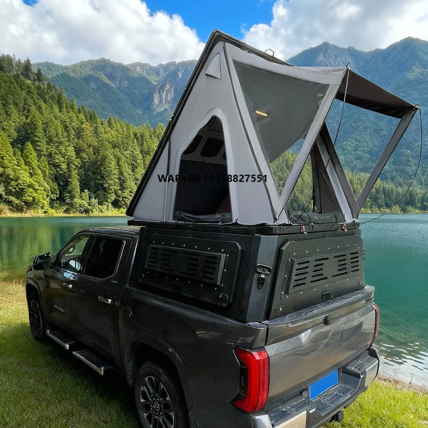 

Overland 4*4 Pickup Truck Bed Canopy Tent Fit Tacoma Aluminum Hard Shell 5ft Waterproof for Camping Road Trips for
