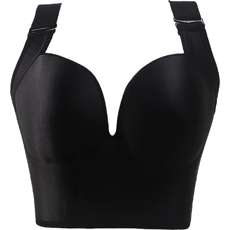 Soutien-gorge push-up grande taille pour femmes, bonnet profond, cache le dos, sous-vêtements, lingerie intégrale