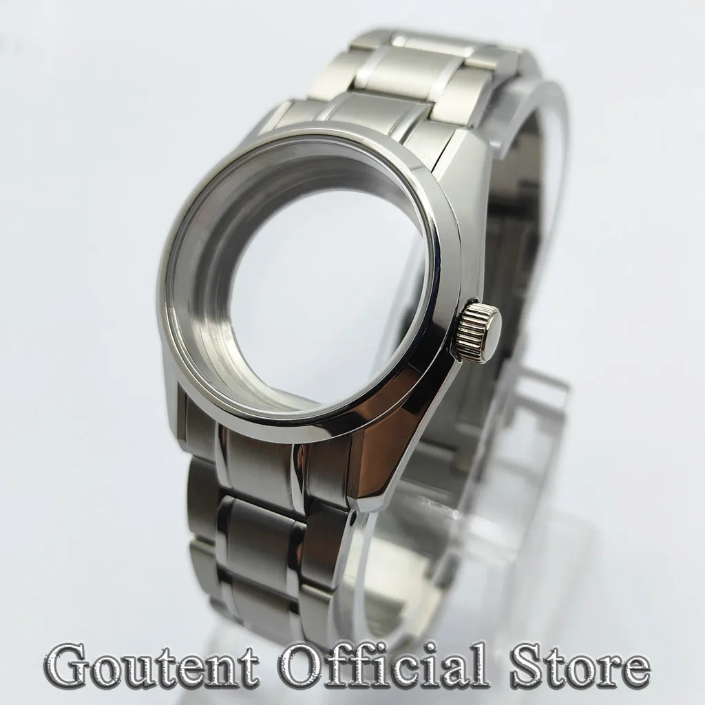 

Goutent 36mm Silver Sapphire Glass Watch Case Fit NH35 NH36 ETA2824 PT5000 Automatic Movement Watch Accessories