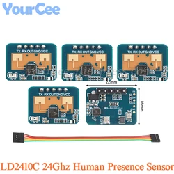 5 pces/1pc HLK-LD2410C ld2410c 24g sensor de presença humana radar de onda milimétrica módulo sem contato detecção de movimento de batimento cardíaco ld2410