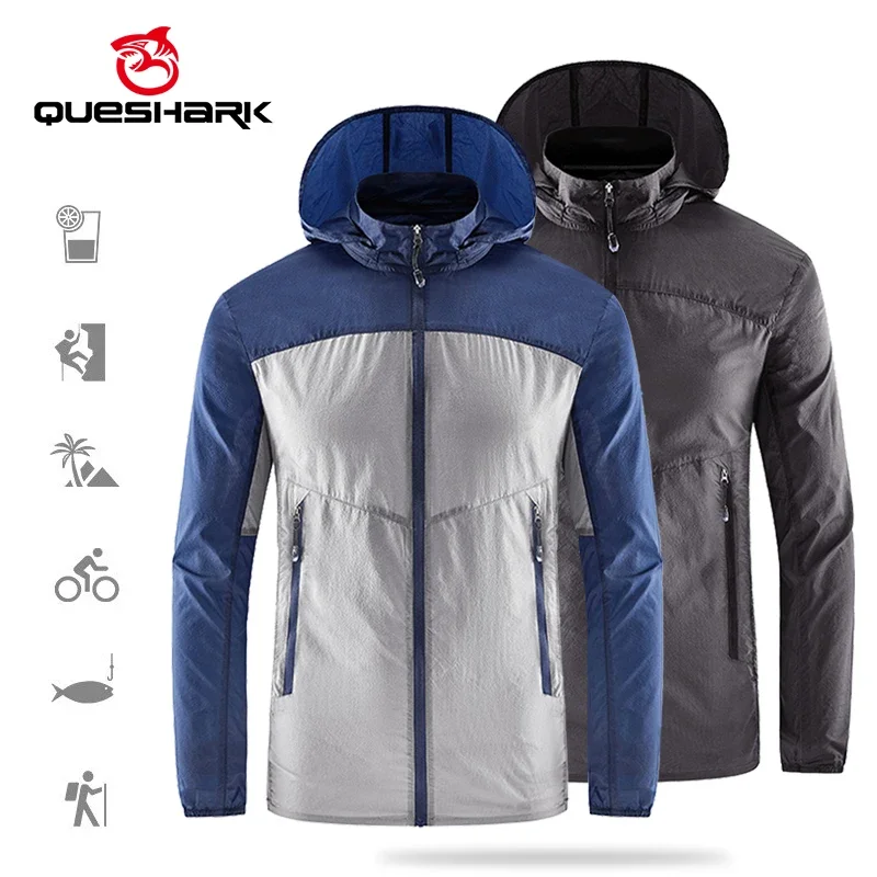 

Queshark UPF50+ Ice Cool Sun Protective Jacket for Cycling&Fishing Quick Dry UV Protection Men Women Lightweight Sport Coat