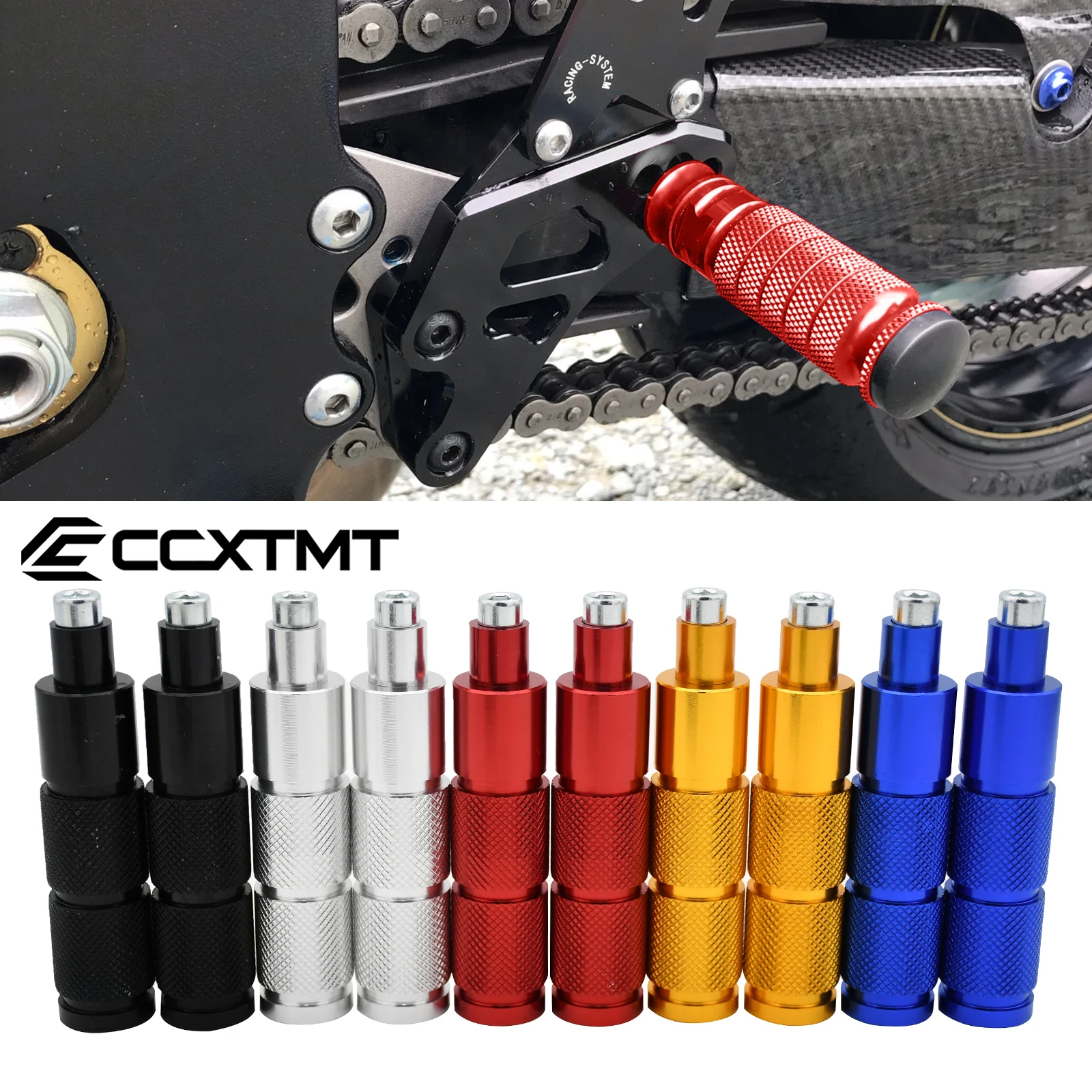Universal CNC Aluminum M8 Motorcycle Bike ATV Scooter Dirt Bike Footrests Foot Pegs Pedals For Yamaha Honda Kawasaki KTM Suzuki