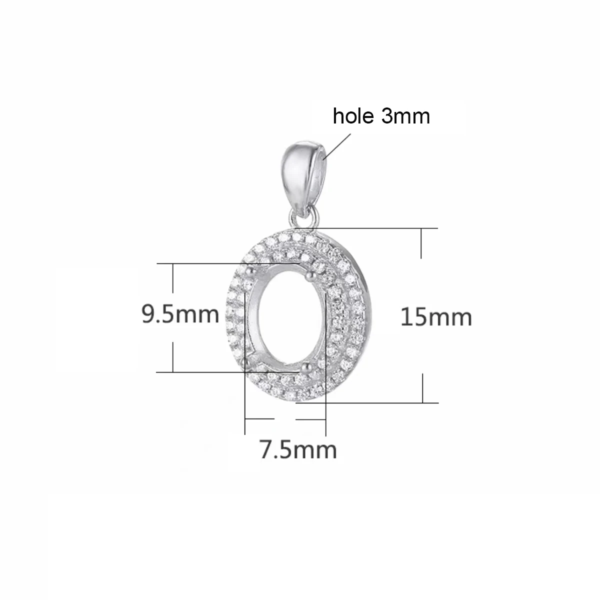 7X9/7.5X9.5mm Oval Prong Bezel Settings CZ Solid 925 Sterling Silver DIY Pendant Charm Tray Women Jewelry Making Accessories