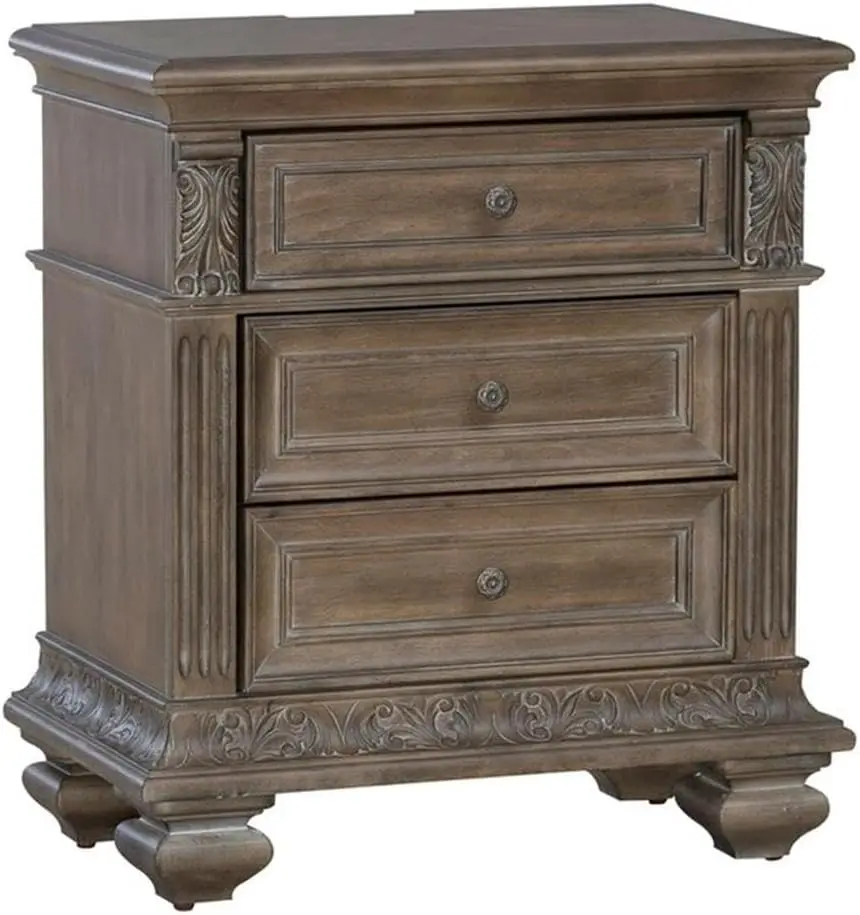 Carlisle Court 3-Drawer Wood Nightstand In Chestnut