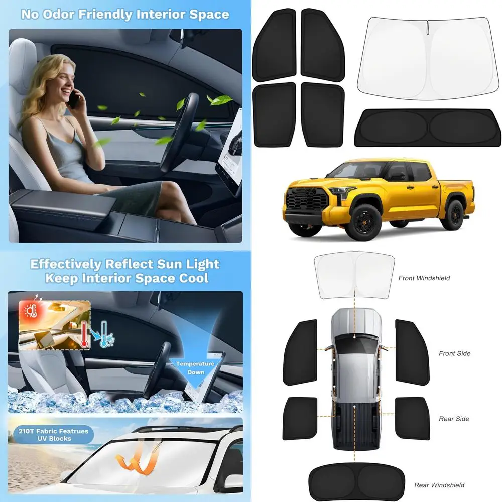 

Full Set 6PC UV Block Privacy Window Shades for 2022-2026 Tundra, Blackout Protection, Ideal for Camping Accessories