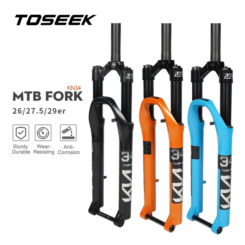 

TOSEEK KN34-TZ Thru Axle Magnesium Alloy MTB Bike Fork 26/27.5/ 29er Inch Mountain Bicycle RL120mm Air Suspension Fork