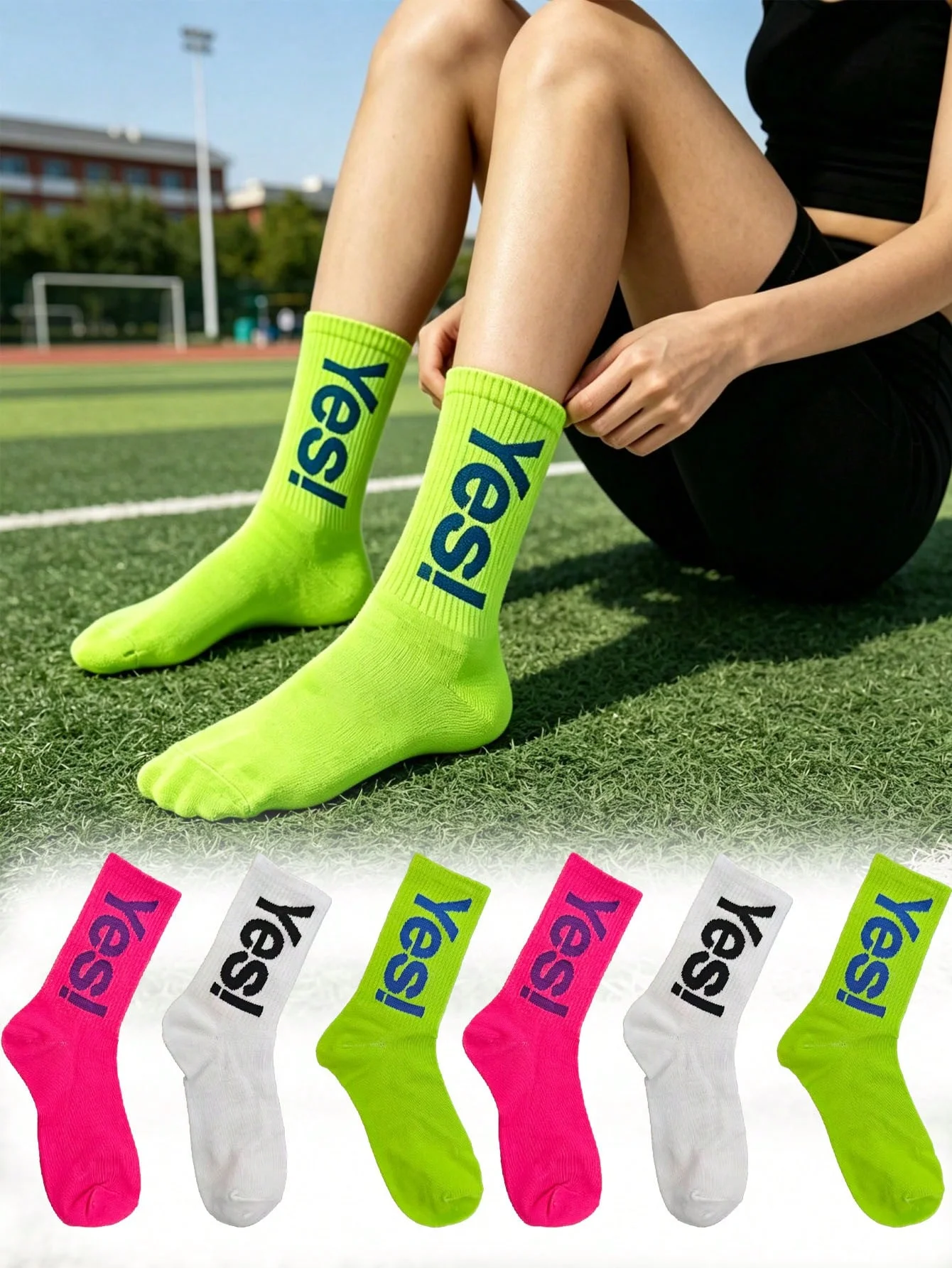 Outdoor Sport Hose - 5쌍 '네!' 남녀공용 미드 크루 양말
