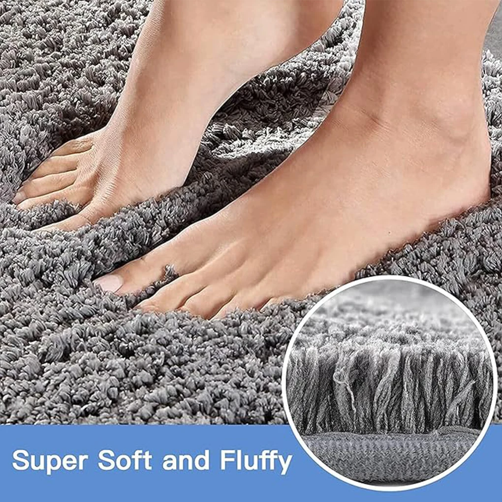 Dark Grey Soft And Comfortable Non-skid Bath Mat For Modern Bathroom Super Absorbent Bathroom Mats