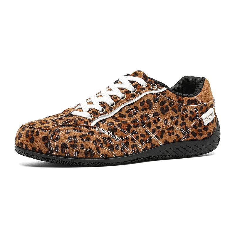Men Racing Training Shoes Trendy Men's Fashion 2026 Outdoor Lace-up Leopard Casual Non Slip Flat Shoes Tênis De Corrida Masculin