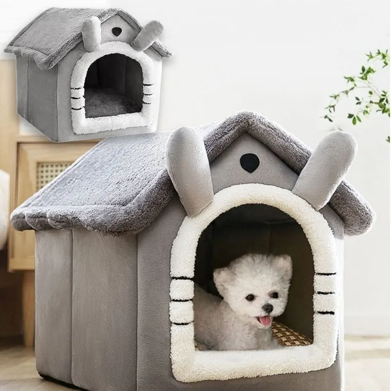 Faltbares Haustierhaus Abnehmbares Waschbares Katzenbett Indoor Warmes Hundebett mit Kissen Geeignet für Kleine Mittlere Große Haustiere – Detail 9