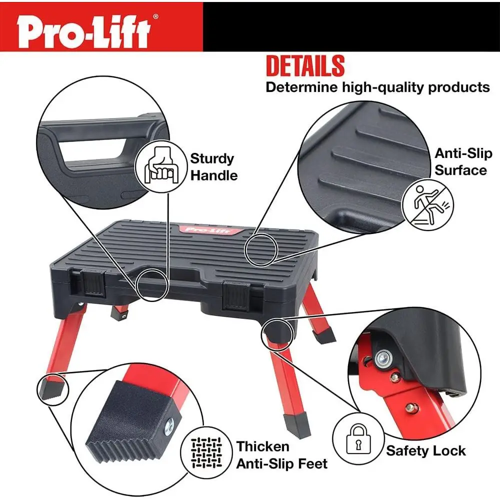 Compact Storage Step Stool- Anti-Slip Folding Ladder with Box for Kitchen, Home, Outdoor