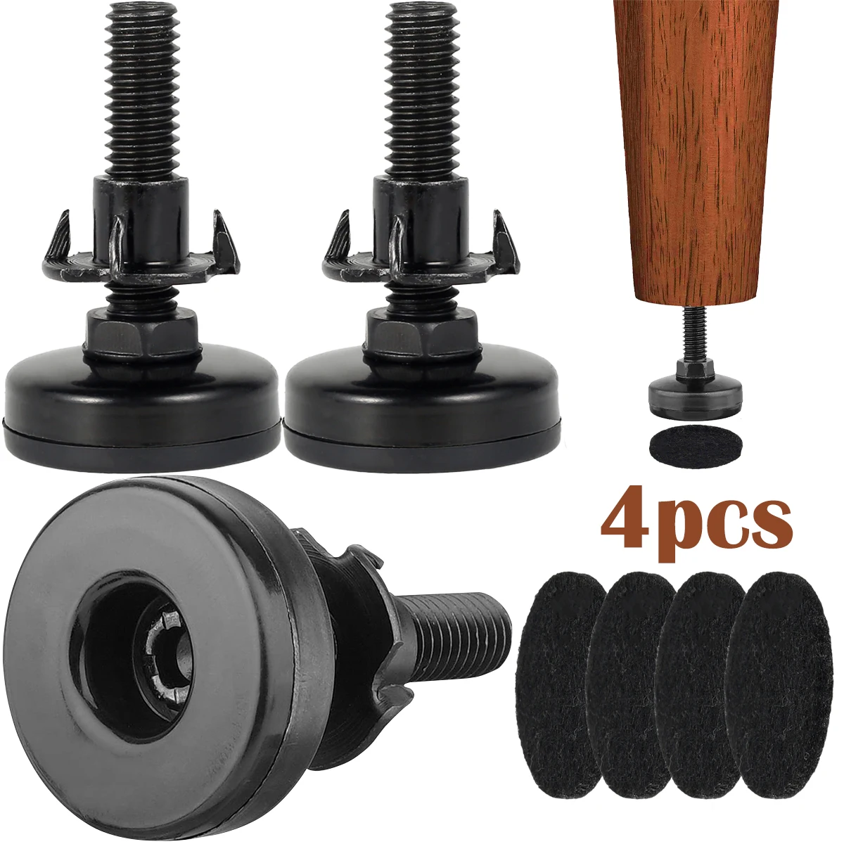 4Pcs Adjustable Furniture Feet Level Floor Protector Leg Pad Base Anti-skid Furniture Legs for Cabinets Tables Chairs Sofa