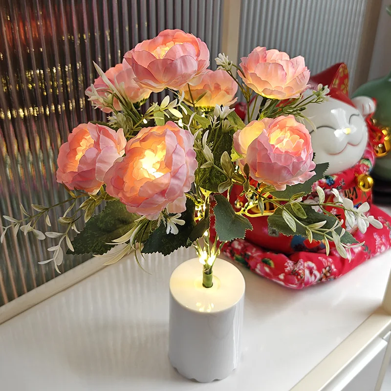 

Креативный светодиодный ночник, настольный светильник для бара, прикроватная настольная лампа для спальни, новая декоративная настольная лампа с цветком пиона