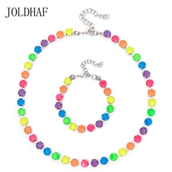 2024 New 8mm Necklace Bracelets Jewelry Sets For Women Crytal Charms Choker Claw Setting Zircon Accessory For Women Gift