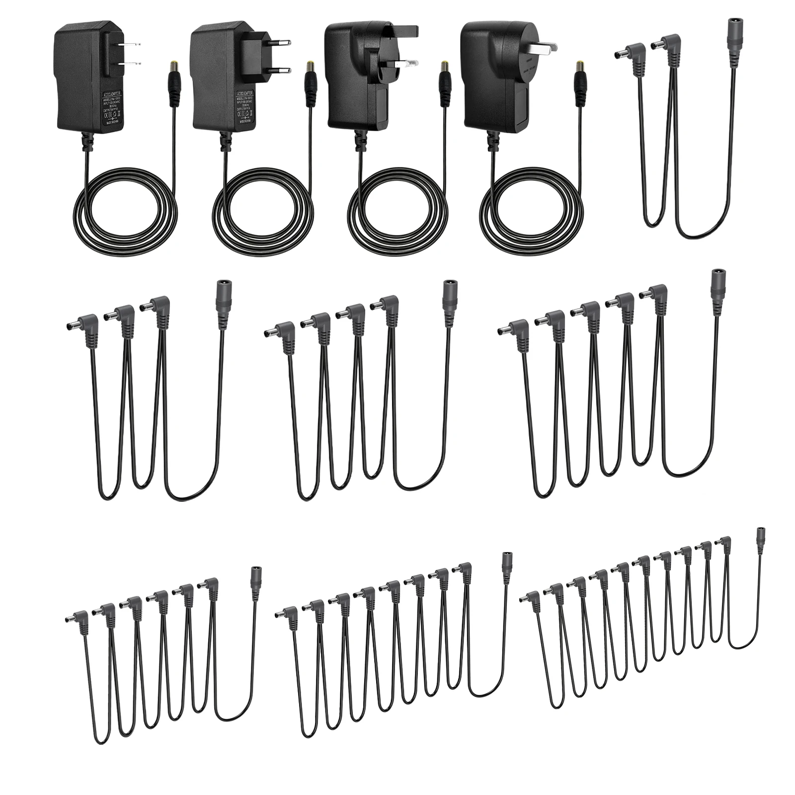 Guitar Pedal Effect Power Cable 1 To 2 3 5 6 8 10 Ways Noise Reduction Guitar Powers Supply Splitter Effect Power Supply Cords