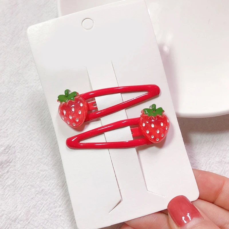 Hair Clip Cartoon 3D Strawberry Hairpin for Kids Fruit Resin Barrettes Fashion Hair Styling Accessories