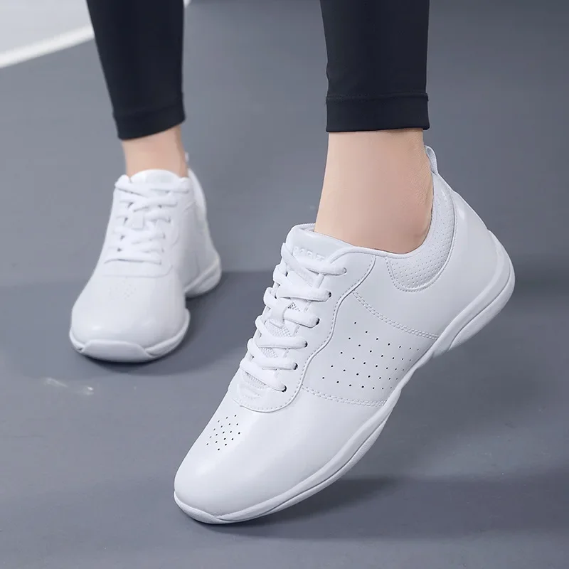 

Aerobics Training Sports Shoes Woman Men Children Leather Upper Non-Slip Soft Bottom Modern Dancing Fitness Cheerleading Shoes