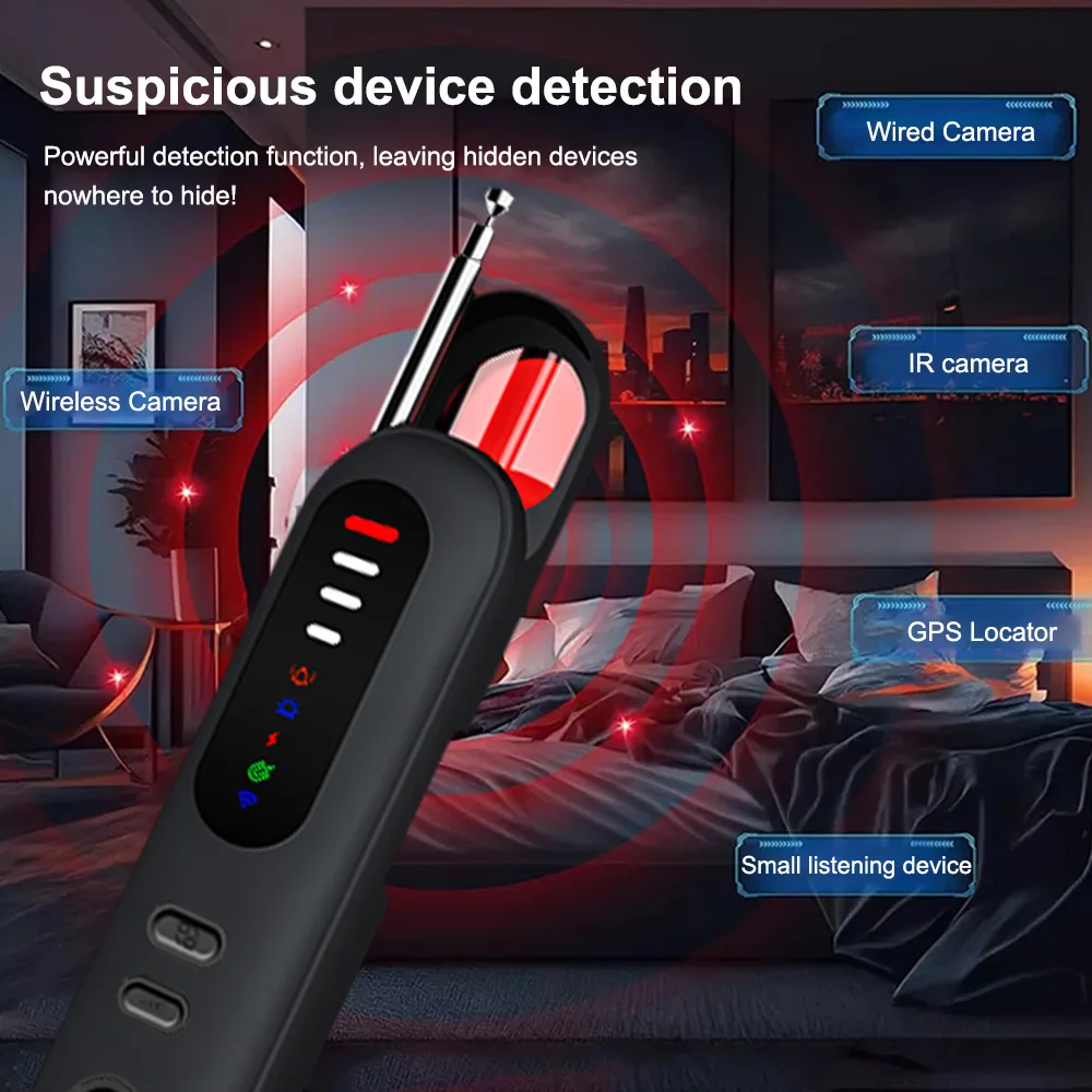 

Camera detector, travel security guard, infrared scanner, anti-eavesdropping, positioning signal detector T06
