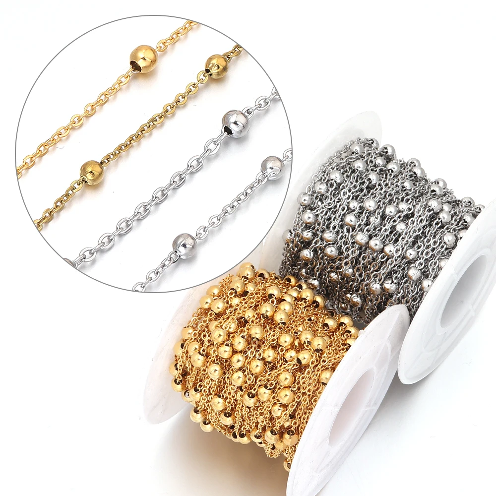 

10Yards/Lot No Fade Stainless Steel Beads Chains for Jewelry Making DIY Necklace Bracelet Accessories Handmade Ball Chain