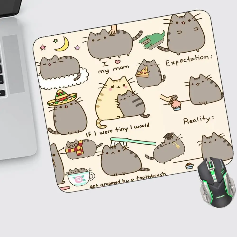 

Kawaii Pusheens Cats Mouse Pad Small Gaming Accessories Keyboard Computer Offices Desk Mat Pc Gamer Non-slip Rubber Mousepad