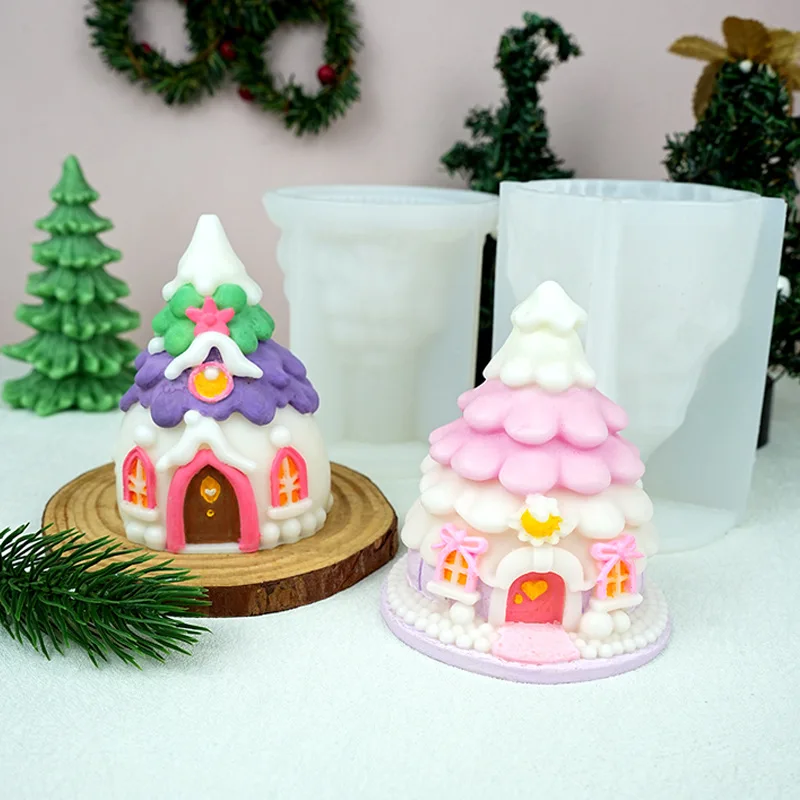 

Силиконовая форма для свечей в форме рождественской елки, форма для рождественского дома, форма для свечей, сделай сам, ручная работа, ароматерапевтическая смола, гипсовая форма